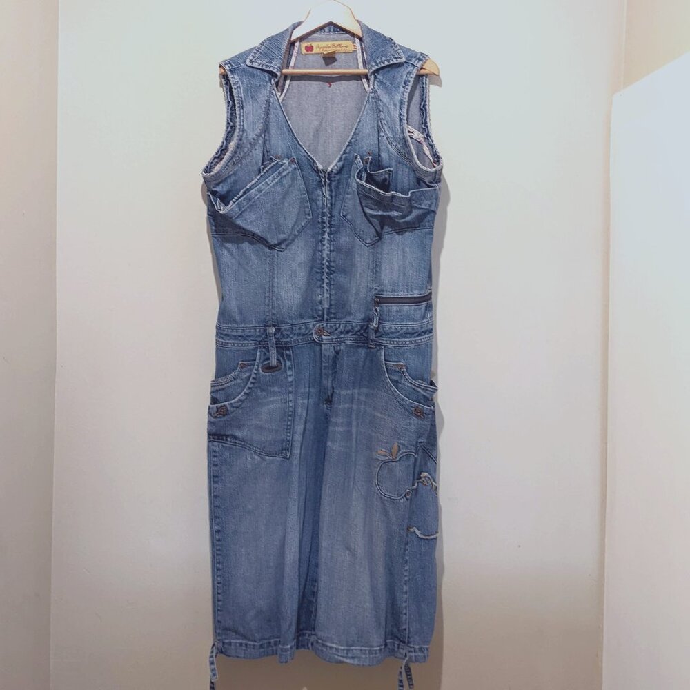 Vintage 00s Y2K Apple Bottoms Denim Jumpsuit Romper – Size 14 – Oversized Fit